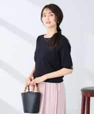 K2FGD12044 a.v.v(アー・ヴェ・ヴェ) プリーツスリーブサマーニット【接触冷感/UVカット】 ブラック