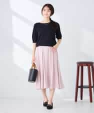 K2FGD12044 a.v.v(アー・ヴェ・ヴェ) プリーツスリーブサマーニット【接触冷感/UVカット】 ブラック