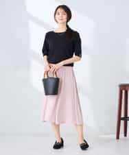 K2FGD12044 a.v.v(アー・ヴェ・ヴェ) プリーツスリーブサマーニット【接触冷感/UVカット】 ブラック