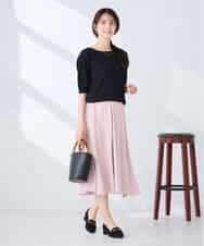 K2FGD12044 a.v.v(アー・ヴェ・ヴェ) プリーツスリーブサマーニット【接触冷感/UVカット】 ブラック