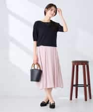 K2FGD12044 a.v.v(アー・ヴェ・ヴェ) プリーツスリーブサマーニット【接触冷感/UVカット】 ブラック