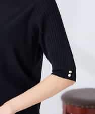 K2FGD12044 a.v.v(アー・ヴェ・ヴェ) プリーツスリーブサマーニット【接触冷感/UVカット】 ブラック