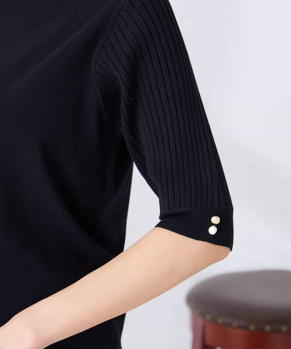 K2FGD12044 a.v.v(アー・ヴェ・ヴェ) プリーツスリーブサマーニット【接触冷感/UVカット】 ブラック