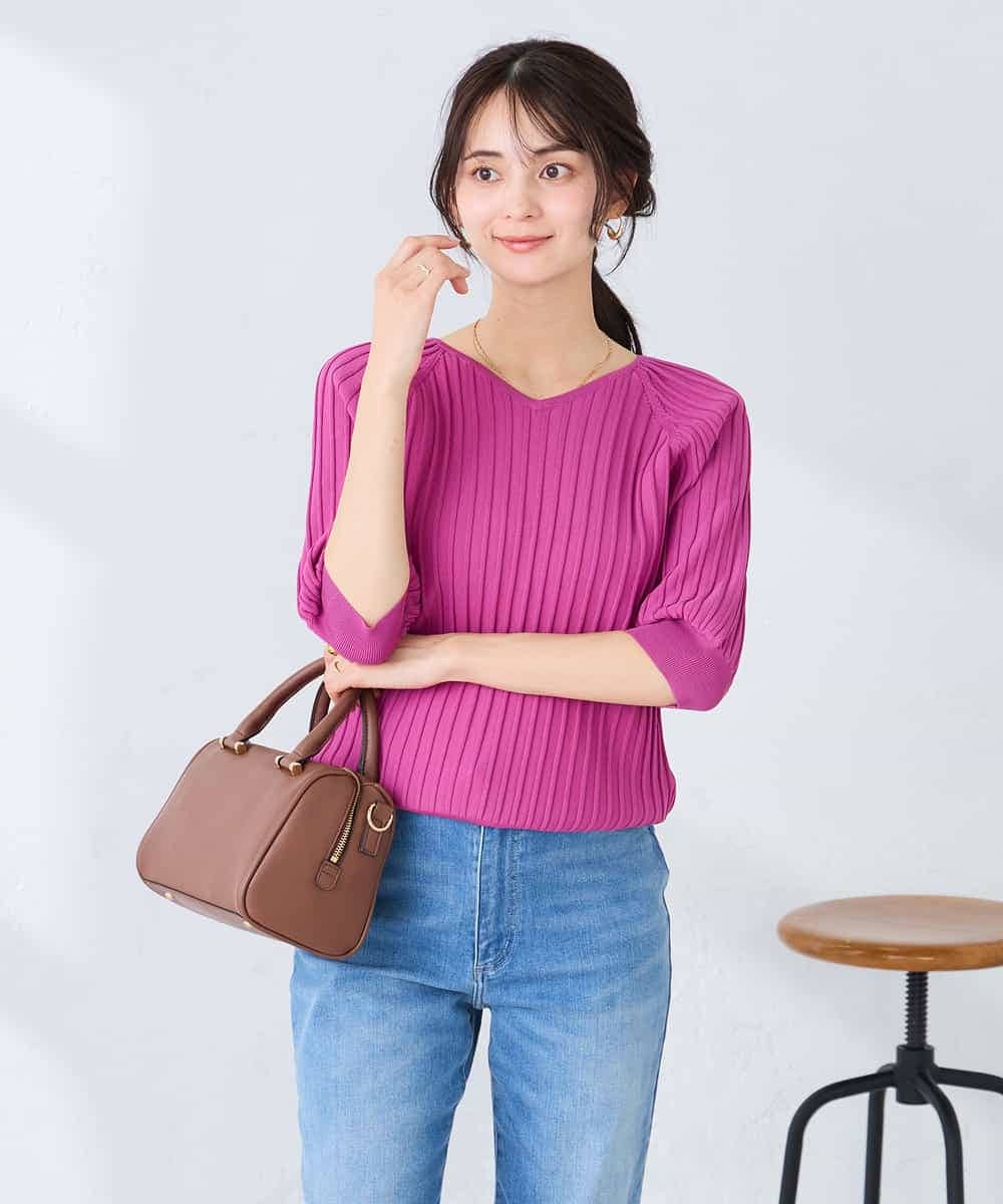 K2FGD15044 a.v.v(アー・ヴェ・ヴェ) プリーツライクサマーニット ピンク