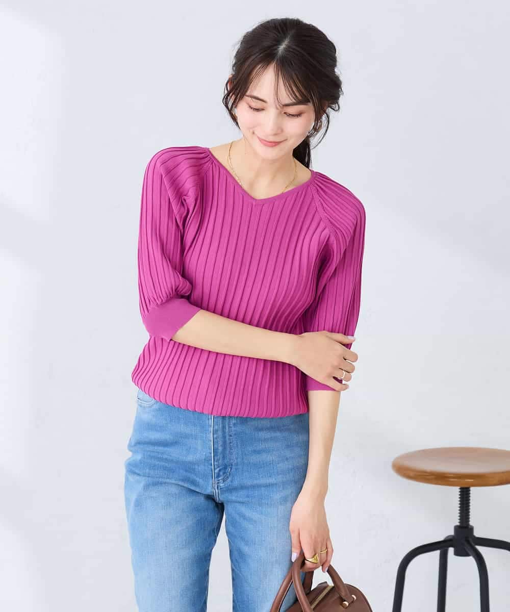 K2FGD15044 a.v.v(アー・ヴェ・ヴェ) プリーツライクサマーニット ピンク