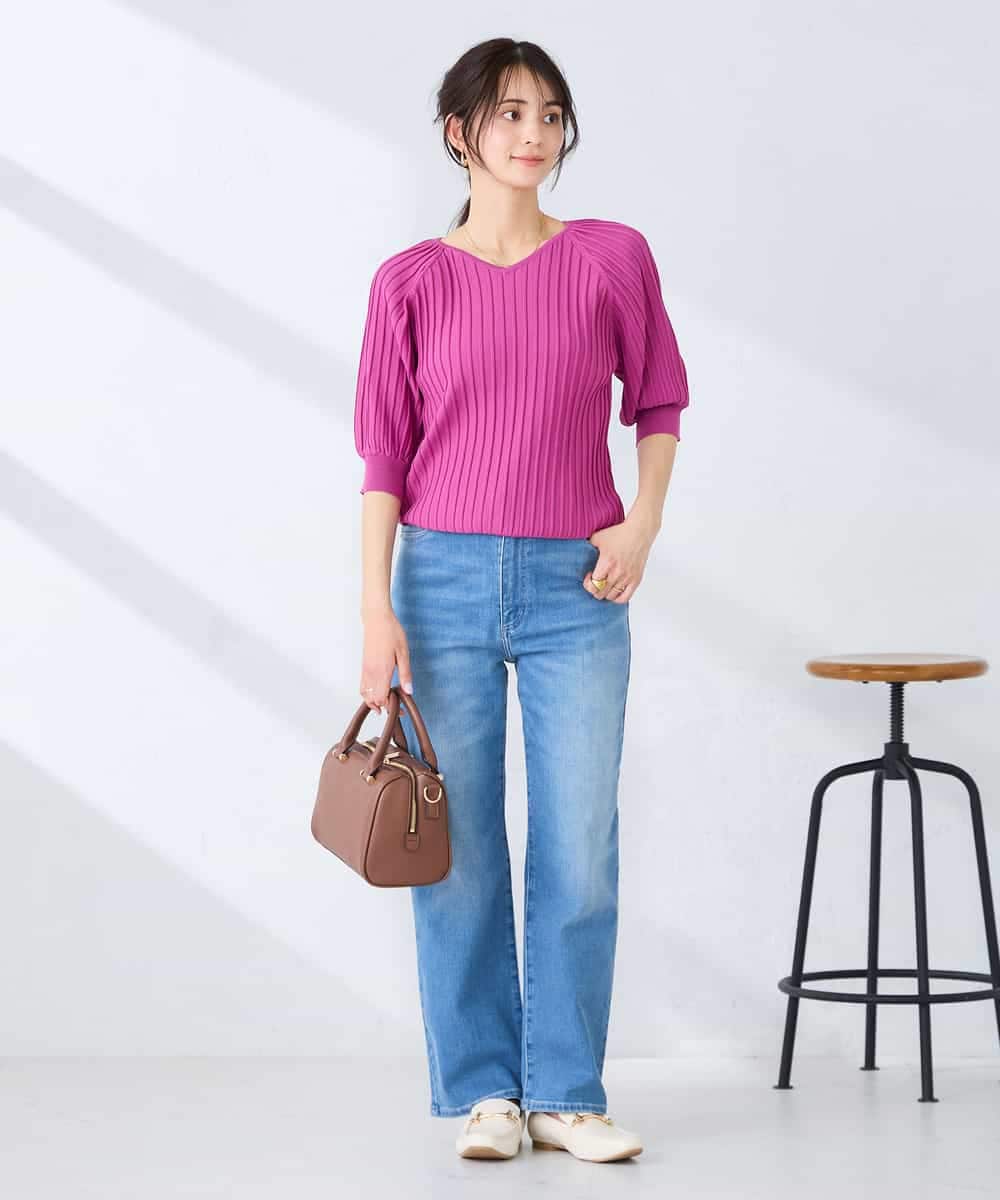 K2FGD15044 a.v.v(アー・ヴェ・ヴェ) プリーツライクサマーニット ピンク