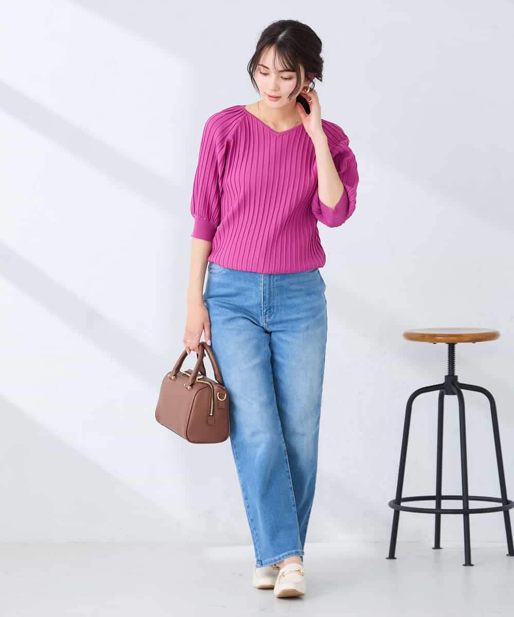 K2FGD15044 a.v.v(アー・ヴェ・ヴェ) プリーツライクサマーニット ピンク