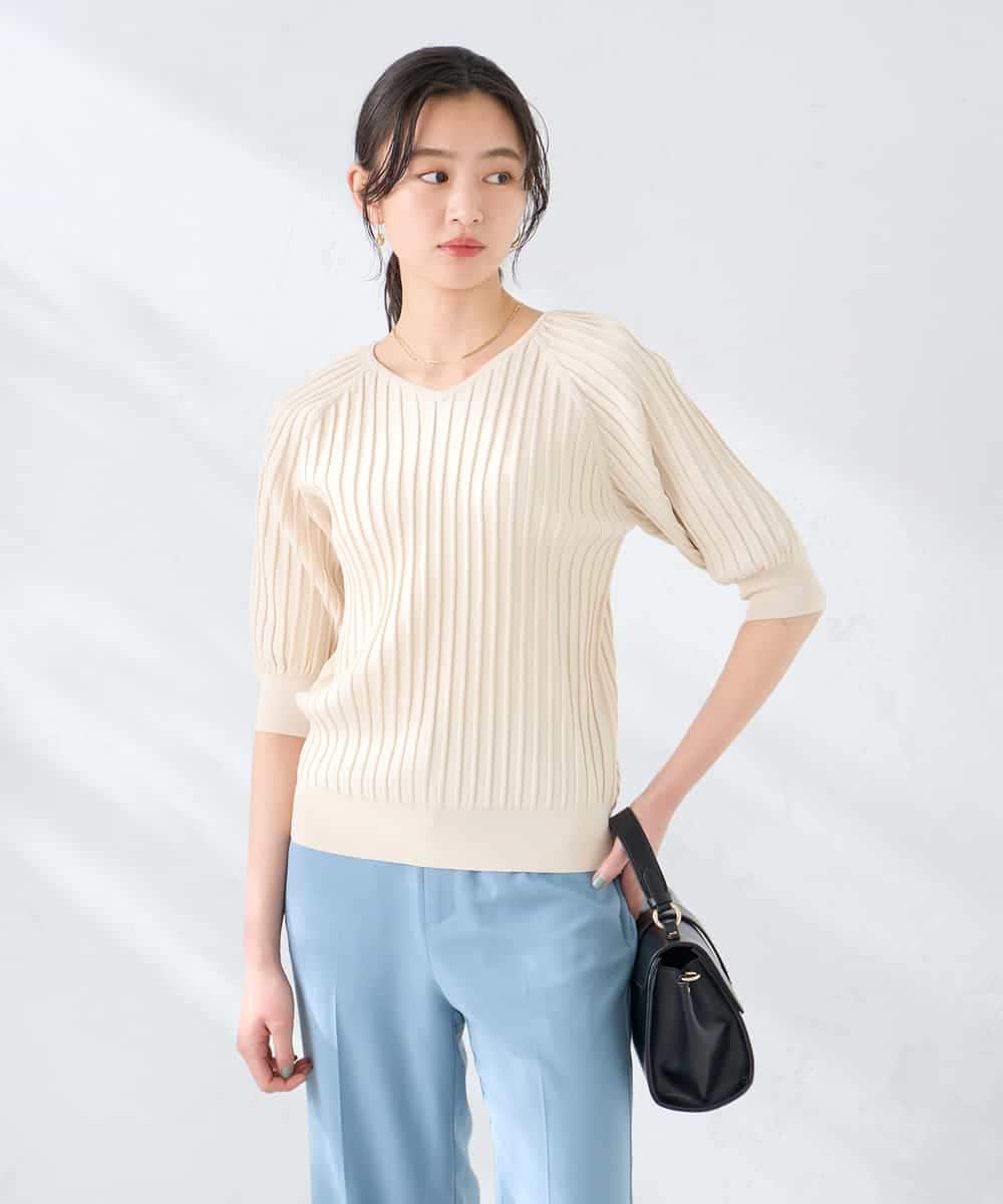 K2FGD15044 a.v.v(アー・ヴェ・ヴェ) プリーツライクサマーニット ピンク