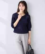 K2FGD15044 a.v.v(アー・ヴェ・ヴェ) プリーツライクサマーニット ネイビー