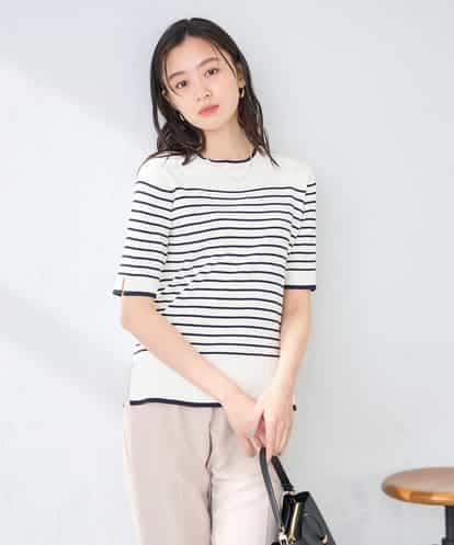 K2FGD20039 a.v.v ハーフスリーブクルーネックサマーニット【洗える/接触冷感/UVカット】