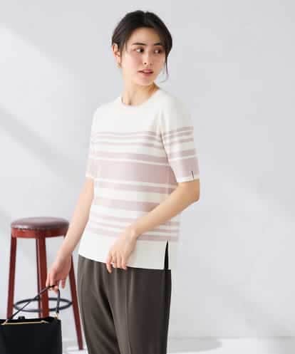 K2FGD20039 a.v.v ハーフスリーブクルーネックサマーニット【洗える/接触冷感/UVカット】