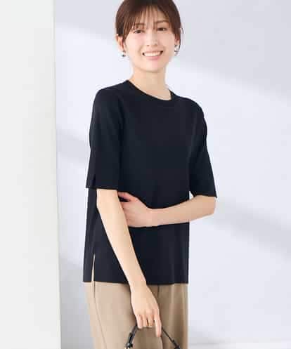 K2FGD20039 a.v.v ハーフスリーブクルーネックサマーニット【洗える/接触冷感/UVカット】