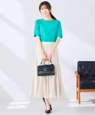 K2FGD20039 a.v.v(アー・ヴェ・ヴェ) ハーフスリーブクルーネックサマーニット【洗える/接触冷感/UVカット】 ブラック