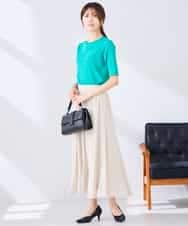 K2FGD20039 a.v.v(アー・ヴェ・ヴェ) ハーフスリーブクルーネックサマーニット【洗える/接触冷感/UVカット】 ブラック