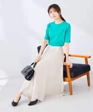 K2FGD20039 a.v.v(アー・ヴェ・ヴェ) ハーフスリーブクルーネックサマーニット【洗える/接触冷感/UVカット】 ブラック