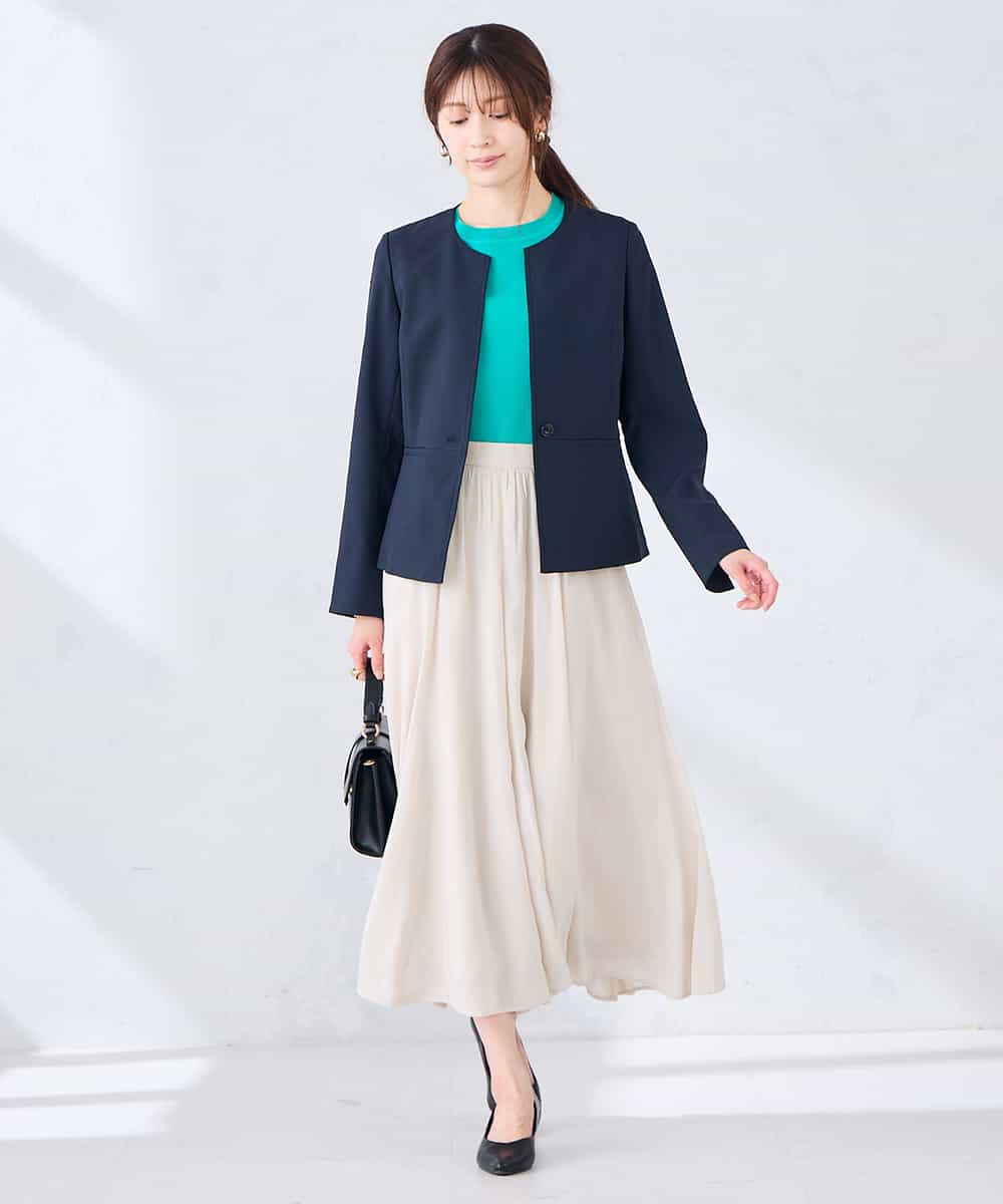 K2FGD20039 a.v.v(アー・ヴェ・ヴェ) ハーフスリーブクルーネックサマーニット【洗える/接触冷感/UVカット】 ブラック