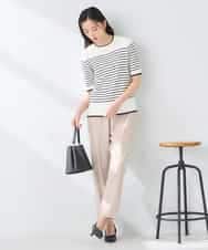 K2FGD20039 a.v.v(アー・ヴェ・ヴェ) ハーフスリーブクルーネックサマーニット【洗える/接触冷感/UVカット】 ブラック