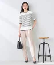 K2FGD20039 a.v.v(アー・ヴェ・ヴェ) ハーフスリーブクルーネックサマーニット【洗える/接触冷感/UVカット】 ブラック