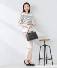 K2FGD20039 a.v.v(アー・ヴェ・ヴェ) ハーフスリーブクルーネックサマーニット【洗える/接触冷感/UVカット】 ブラック