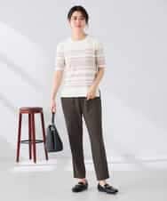 K2FGD20039 a.v.v(アー・ヴェ・ヴェ) ハーフスリーブクルーネックサマーニット【洗える/接触冷感/UVカット】 ブラック