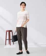 K2FGD20039 a.v.v(アー・ヴェ・ヴェ) ハーフスリーブクルーネックサマーニット【洗える/接触冷感/UVカット】 ブラック