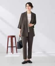 K2FGD20039 a.v.v(アー・ヴェ・ヴェ) ハーフスリーブクルーネックサマーニット【洗える/接触冷感/UVカット】 ブラック