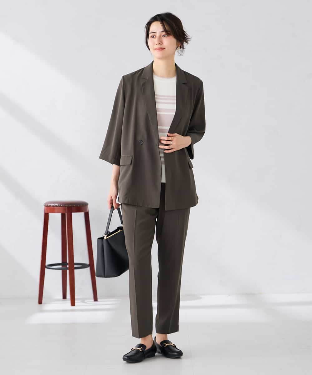 K2FGD20039 a.v.v(アー・ヴェ・ヴェ) ハーフスリーブクルーネックサマーニット【洗える/接触冷感/UVカット】 ブラック