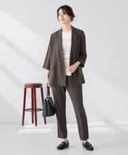 K2FGD20039 a.v.v(アー・ヴェ・ヴェ) ハーフスリーブクルーネックサマーニット【洗える/接触冷感/UVカット】 ブラック