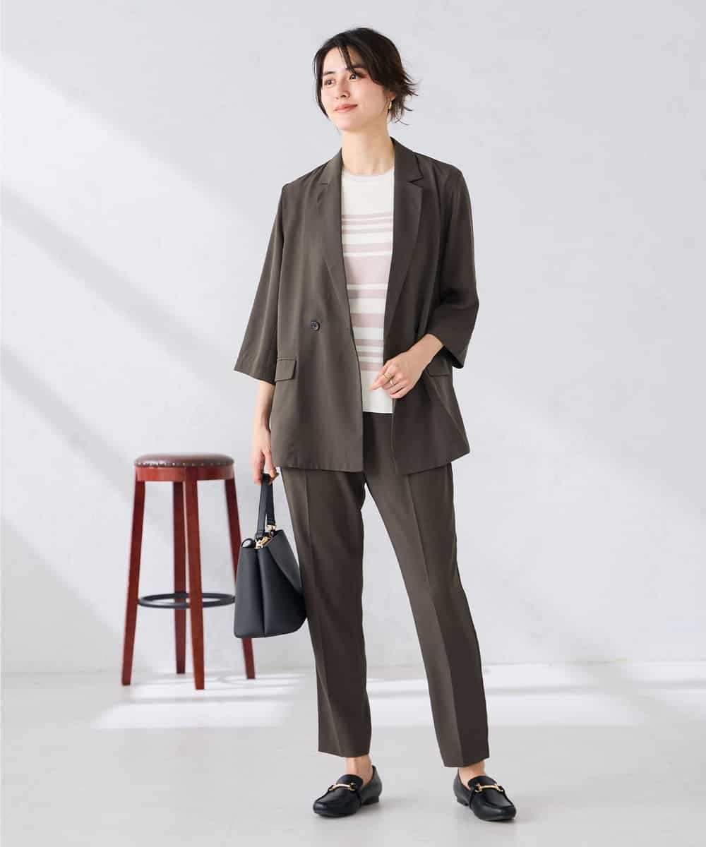 K2FGD20039 a.v.v(アー・ヴェ・ヴェ) ハーフスリーブクルーネックサマーニット【洗える/接触冷感/UVカット】 ブラック