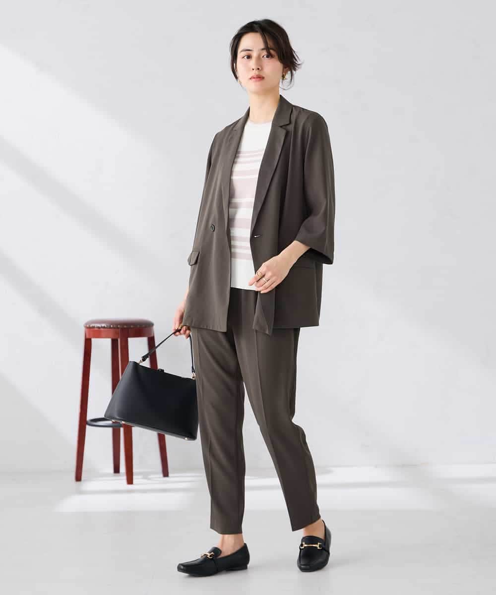 K2FGD20039 a.v.v(アー・ヴェ・ヴェ) ハーフスリーブクルーネックサマーニット【洗える/接触冷感/UVカット】 ブラック