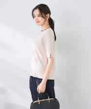 K2FGD20039 a.v.v(アー・ヴェ・ヴェ) ハーフスリーブクルーネックサマーニット【洗える/接触冷感/UVカット】 ブラック