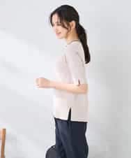 K2FGD20039 a.v.v(アー・ヴェ・ヴェ) ハーフスリーブクルーネックサマーニット【洗える/接触冷感/UVカット】 ブラック