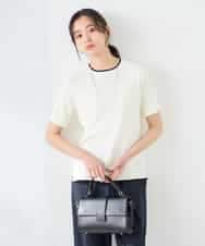 K2FGD20039 a.v.v(アー・ヴェ・ヴェ) ハーフスリーブクルーネックサマーニット【洗える/接触冷感/UVカット】 ブラック