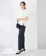 K2FGD20039 a.v.v(アー・ヴェ・ヴェ) ハーフスリーブクルーネックサマーニット【洗える/接触冷感/UVカット】 ブラック