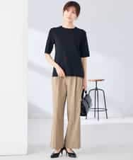 K2FGD20039 a.v.v(アー・ヴェ・ヴェ) ハーフスリーブクルーネックサマーニット【洗える/接触冷感/UVカット】 ブラック