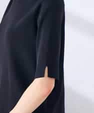 K2FGD20039 a.v.v(アー・ヴェ・ヴェ) ハーフスリーブクルーネックサマーニット【洗える/接触冷感/UVカット】 ブラック