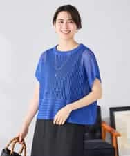 K2FGD25049 a.v.v(アー・ヴェ・ヴェ) ラメ混メッシュニット ブルー