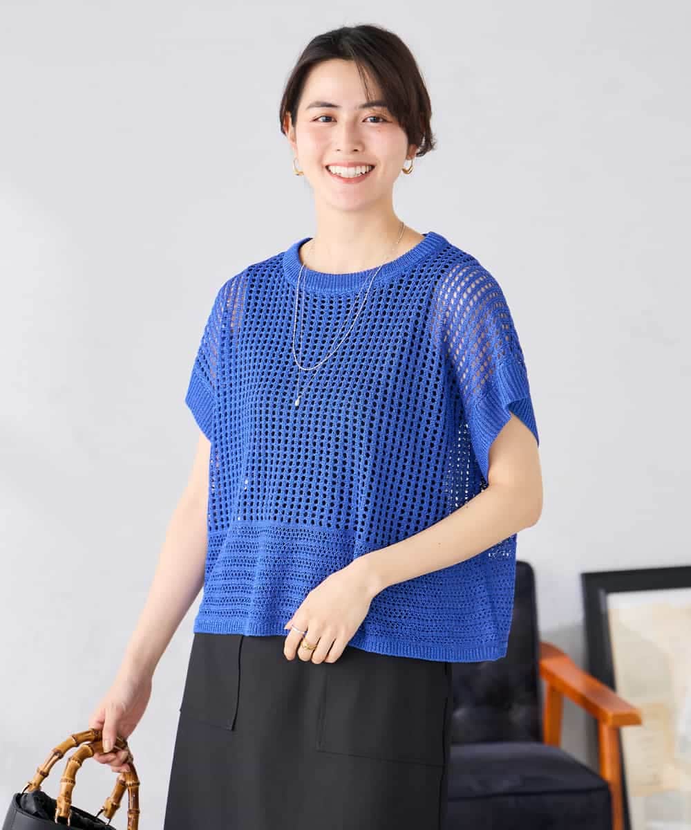 K2FGD25049 a.v.v(アー・ヴェ・ヴェ) ラメ混メッシュニット ブルー