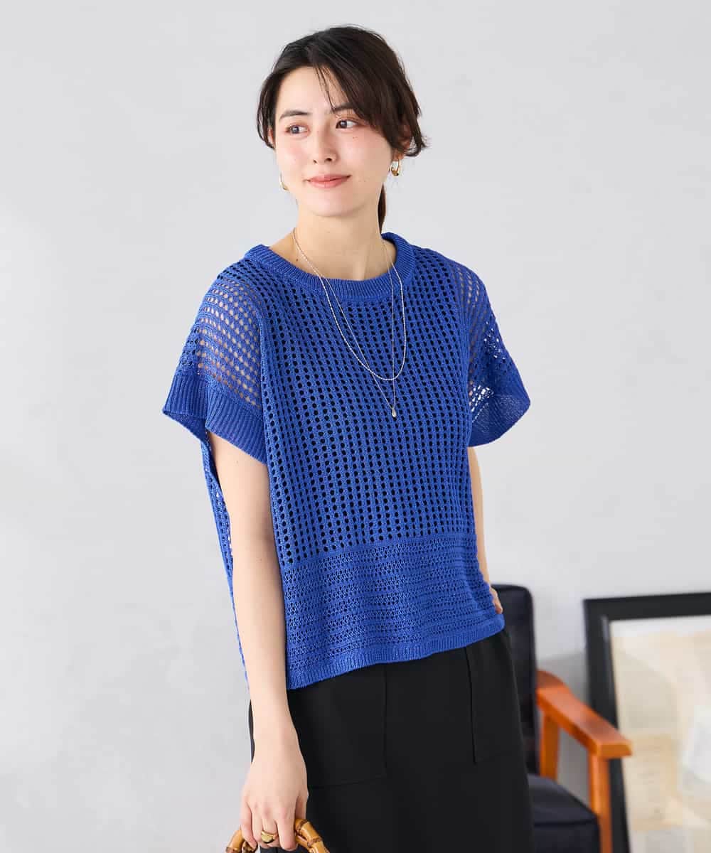 K2FGD25049 a.v.v(アー・ヴェ・ヴェ) ラメ混メッシュニット ブルー