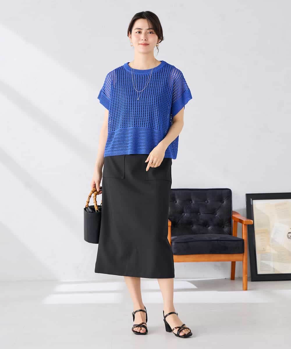 K2FGD25049 a.v.v(アー・ヴェ・ヴェ) ラメ混メッシュニット ブルー