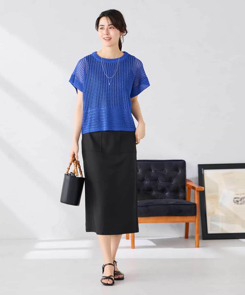 K2FGD25049 a.v.v(アー・ヴェ・ヴェ) ラメ混メッシュニット ブルー