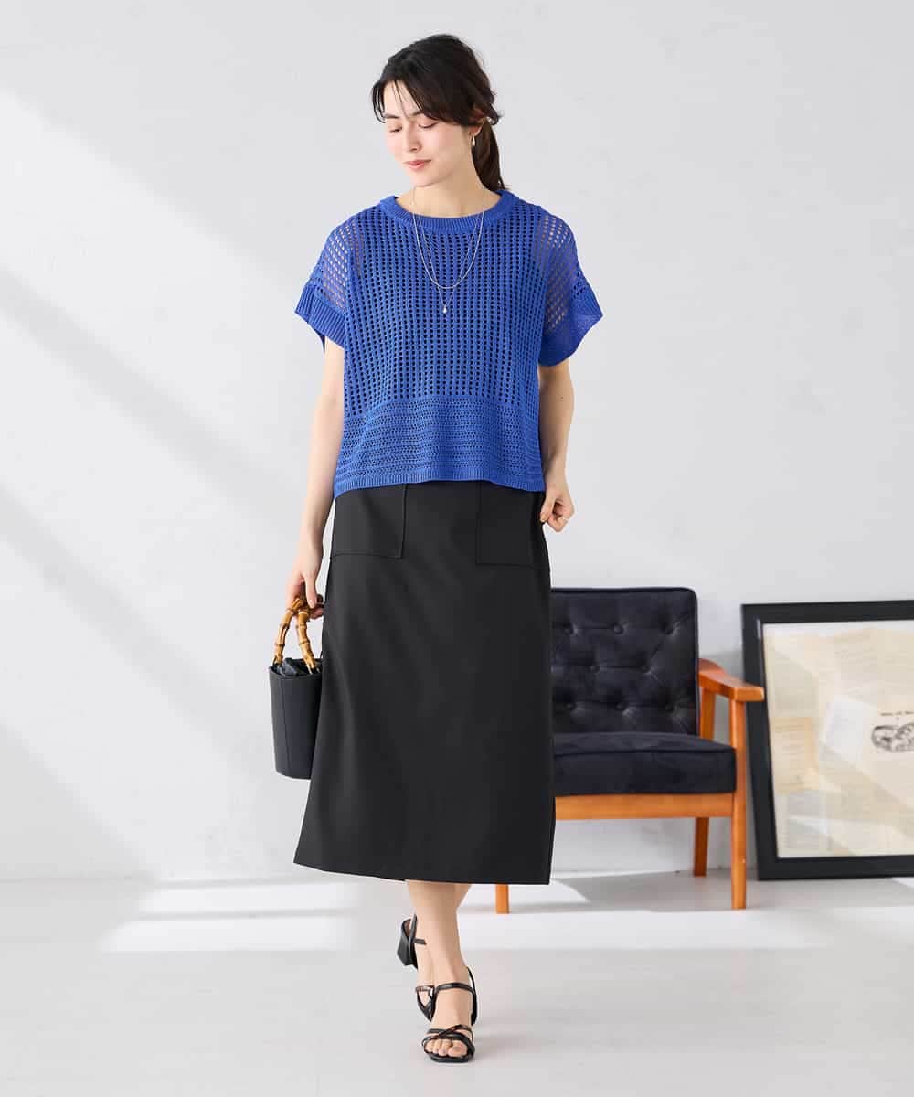 K2FGD25049 a.v.v(アー・ヴェ・ヴェ) ラメ混メッシュニット ブルー