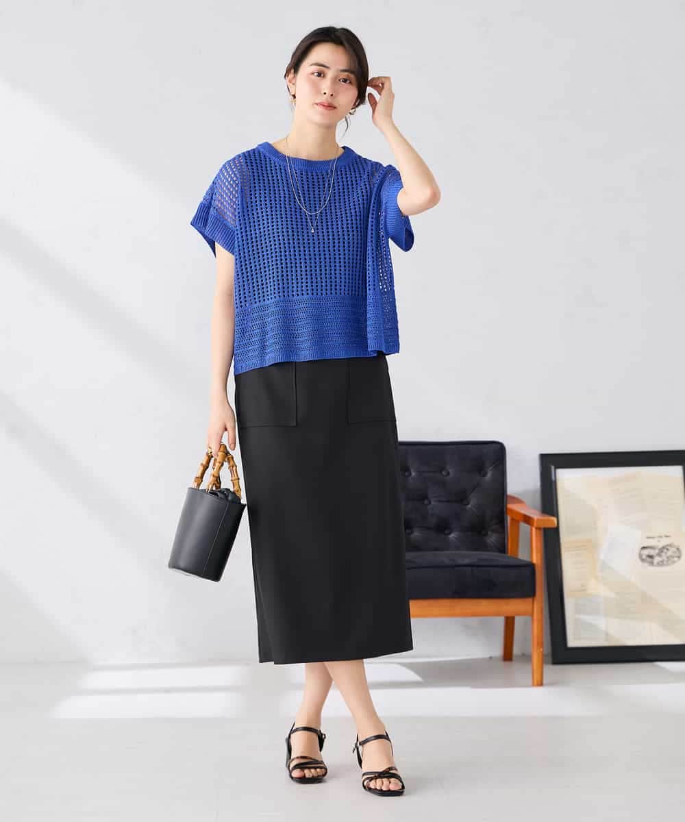 K2FGD25049 a.v.v(アー・ヴェ・ヴェ) ラメ混メッシュニット ブルー