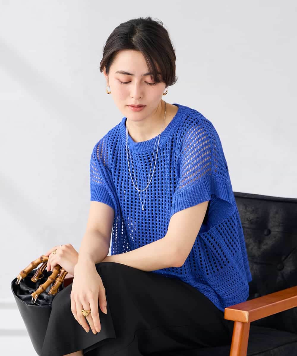 K2FGD25049 a.v.v(アー・ヴェ・ヴェ) ラメ混メッシュニット ブルー