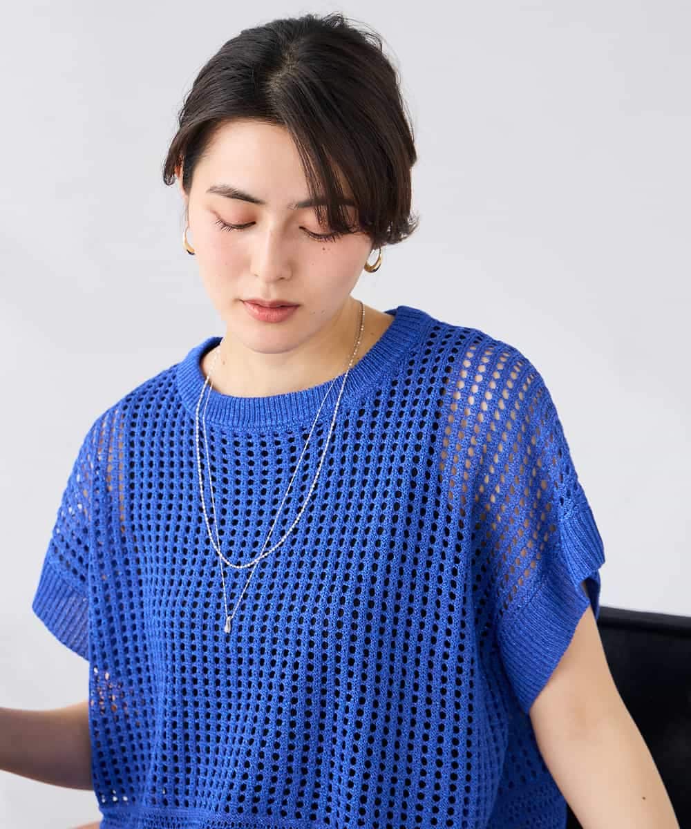 K2FGD25049 a.v.v(アー・ヴェ・ヴェ) ラメ混メッシュニット ブルー