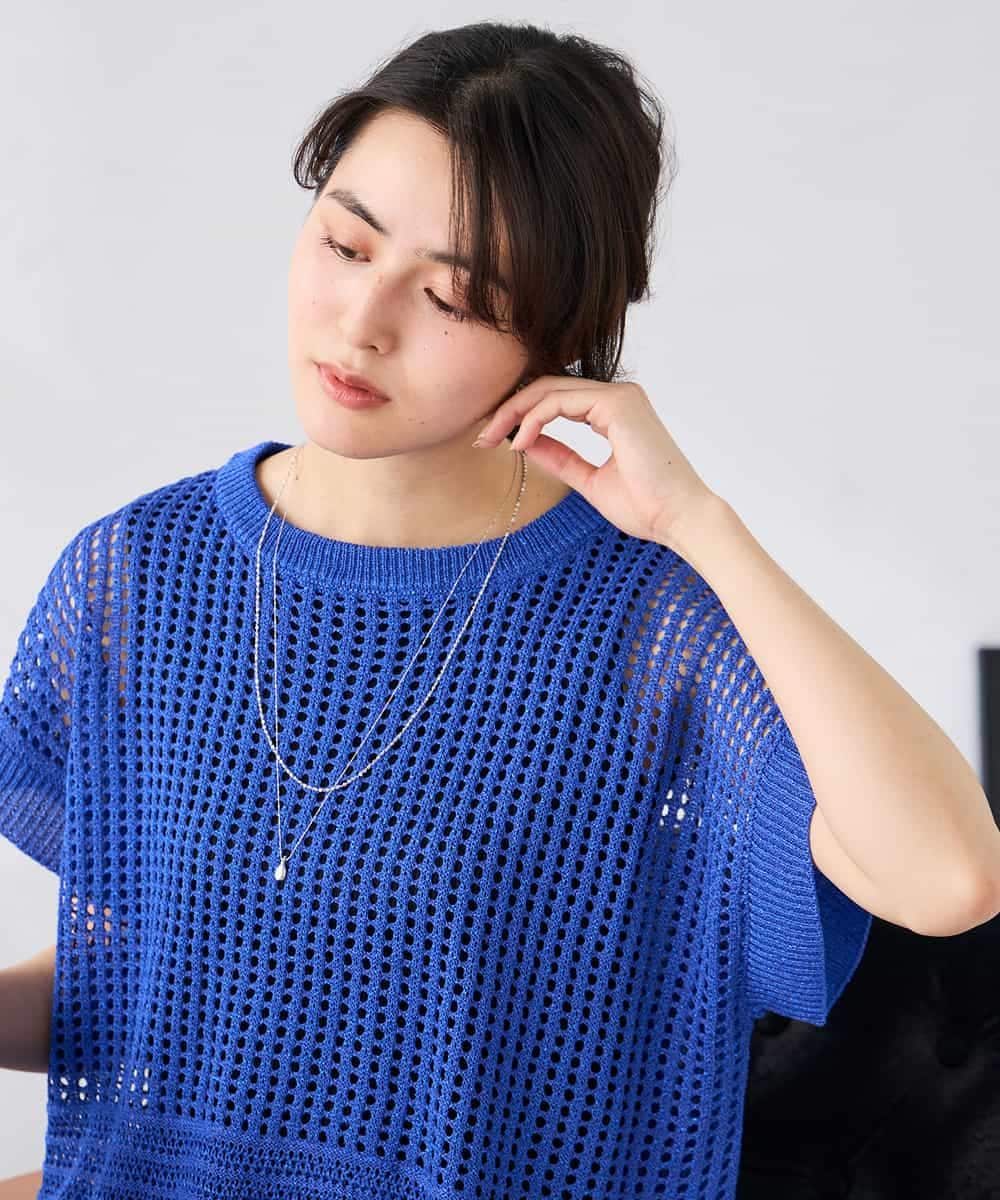 K2FGD25049 a.v.v(アー・ヴェ・ヴェ) ラメ混メッシュニット ブルー