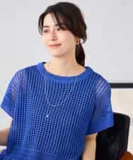 K2FGD25049 a.v.v(アー・ヴェ・ヴェ) ラメ混メッシュニット ブルー