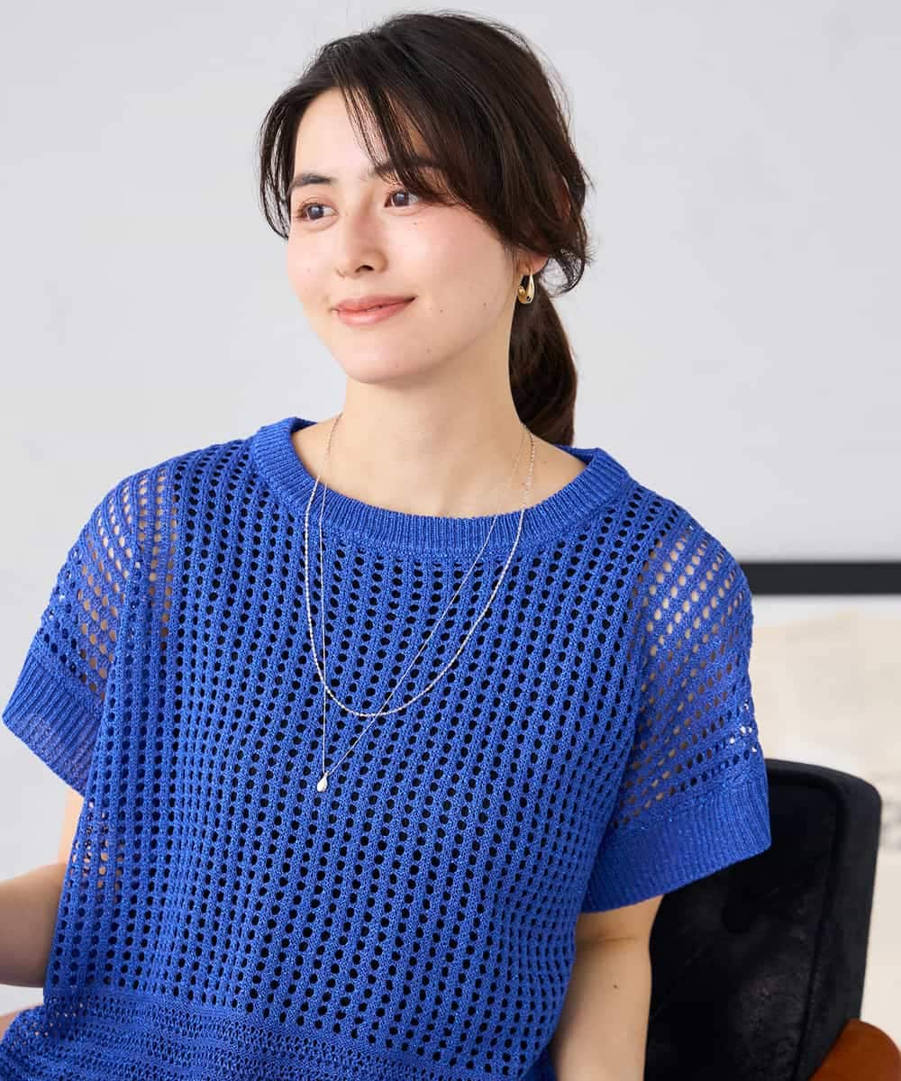 K2FGD25049 a.v.v(アー・ヴェ・ヴェ) ラメ混メッシュニット ブルー