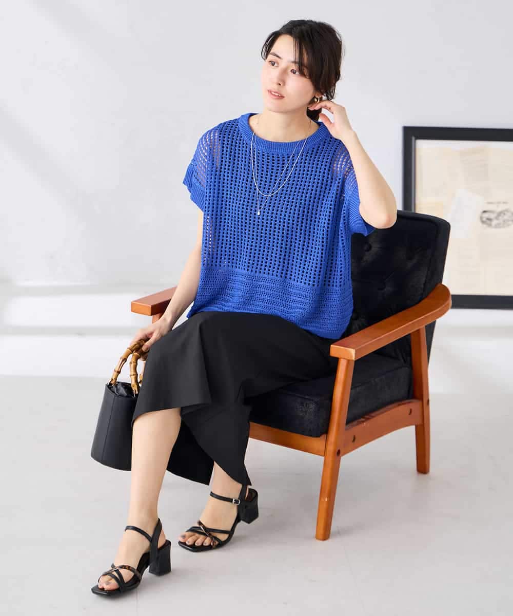 K2FGD25049 a.v.v(アー・ヴェ・ヴェ) ラメ混メッシュニット ブルー