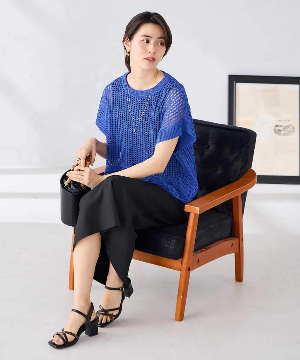 K2FGD25049 a.v.v(アー・ヴェ・ヴェ) ラメ混メッシュニット ブルー